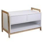 Meuble de rangement naturel et blanc