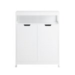 Meuble de rangement salle de bain avec 2 portes effet bois blanc