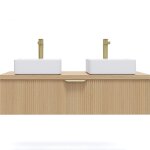 Meuble salle de bain 2 vasques posées 120cm 1 tiroir cannelé Meuble salle de bain 2 vasques posées 120cm 1 tiroir cannelé