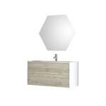 Meuble de salle de bain 3 pices en mlamin effet pin