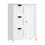 Meuble de salle de bain 3 tiroirs 1 porte effet bois blanc Meuble de salle de bain 3 tiroirs 1 porte effet bois blanc