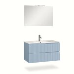 Meuble de salle de bain 4 pièces en mdf bleu tiffany Meuble de salle de bain 4 pièces en mdf bleu tiffany