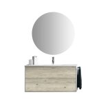 Meuble de salle de bain 4 pices en mlamine effet pin