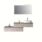 Meuble de salle de bain 5 pices en mlamin beige pierre