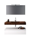 Meuble de salle de bain 5 pièces en mélamine corten / blanc Meuble de salle de bain 5 pièces en mélamine corten / blanc