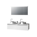 Meuble de salle de bain 6 pièces double vasque en mélamine blanche Meuble de salle de bain 6 pièces double vasque en mélamine blanche