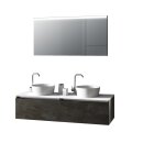 Meuble de salle de bain 6 pièces double vasque en mélamine oxyde Meuble de salle de bain 6 pièces double vasque en mélamine oxyde