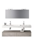 Meuble salle de bain 7 pices marbre carrare / pierre beige