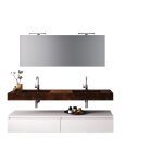 Meuble de salle de bain 7 pièces en mélamine corten / blanc Meuble de salle de bain 7 pièces en mélamine corten / blanc