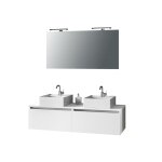 Meuble de salle de bain 8 pièces double vasque en mélamine blanche Meuble de salle de bain 8 pièces double vasque en mélamine blanche