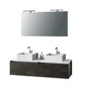 Meuble de salle de bain 8 pièces double vasque en mélamine oxyde Meuble de salle de bain 8 pièces double vasque en mélamine oxyde