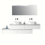 Meuble de salle de bain 9 pices en mlamine blanc mat