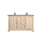 Meuble de salle de bain en chêne double vasque et plan en pierre Meuble de salle de bain en chêne double vasque et plan en pierre