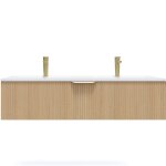Meuble salle de bain double vasque 120cm 1 tiroir cannelé Meuble salle de bain double vasque 120cm 1 tiroir cannelé