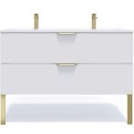 Meuble salle de bain double vasque 120cm 2 tiroirs blanc