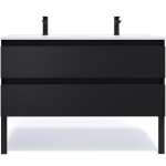 Meuble salle de bain double vasque 120cm 2 tiroirs noir Meuble salle de bain double vasque 120cm 2 tiroirs noir