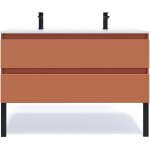 Meuble salle de bain double vasque 120cm 2 tiroirs terracotta Meuble salle de bain double vasque 120cm 2 tiroirs terracotta