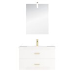 Meuble de salle de bains effet bois blanc - 80 cm