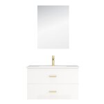 Meuble de salle de bains effet bois blanc - 80 cm