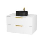 Meuble de salle de bains effet bois blanc - 80 cm
