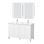 Meuble de salle de bains effet bois blanc avec miroir 46x120x83cm