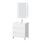 Meuble de salle de bains effet bois blanc avec miroir 46x60x83cm