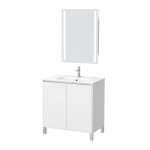 Meuble de salle de bains effet bois blanc avec miroir 46x80x83cm