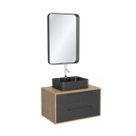 Meuble de salle de bains effet bois marron - 80 cm