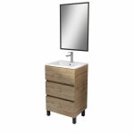 Meuble de salle de bains effet bois marron avec miroir 41x51x153cm