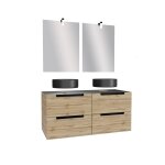 Meuble de salle de bains effet bois marron avec miroir 45x120x61cm