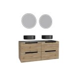 Meuble de salle de bains effet bois marron avec miroir 45x120x61cm