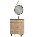 Meuble de salle de bains effet bois marron avec miroir 45x60x81cm