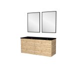 Meuble de salle de bains effet bois marron avec miroir 46x120x191cm