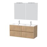 Meuble de salle de bains effet bois marron avec miroir 46x120x56cm