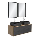 Meuble de salle de bains effet bois marron avec miroir 53x120x125cm