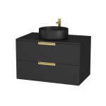 Meuble de salle de bains effet bois noir - 80 cm