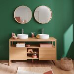 Meuble de salle de bain avec miroirs et vasques blanches Meuble de salle de bain avec miroirs et vasques blanches