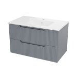 Meuble de salle de bain ondul  suspendre avec vasque  encastrer