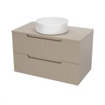 Meuble de salle de bain ondul  suspendre avec vasque  poser marron