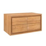 Meuble de salle de bain suspendu en bois de teck 90 cm Meuble de salle de bain suspendu en bois de teck 90 cm