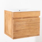 Meuble salle de bain en teck et cramique l 60 cm