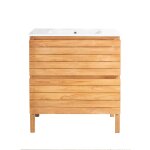 Meuble salle de bain en teck et céramique l 80 cm Meuble salle de bain en teck et céramique l 80 cm