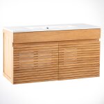 Meuble salle de bain en teck et cramique l 90 cm