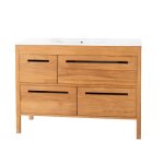 Meuble salle de bain en teck et cramique solo l 120 cm