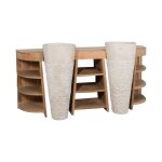 Meuble de salle de bain en teck double 180cm + vasques crème Meuble de salle de bain en teck double 180cm + vasques crème