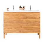 Meuble salle de bain en teck massif et cramique l 120 cm