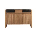 Meuble salle de bain en teck et vasques noir l140cm Meuble salle de bain en teck et vasques noir l140cm
