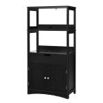 Meuble de salle de bain avec tiroir en bois noir 60 x 32, 5 x 122 cm