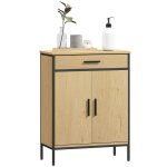 Meuble de salle de bain tiroir placard  porte tagre rglable chne