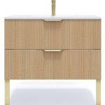 Meuble salle de bain vasque int�gr�e 90cm 2 tiroirs cannel�